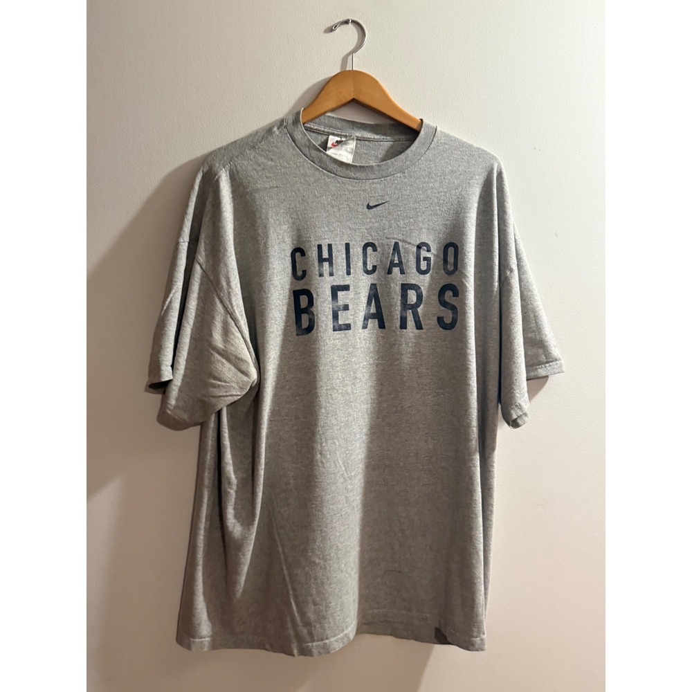 Vintage Nike Chicago Bears T Shirt XXL Gray Made in USA 90s Center Swoosh Mens